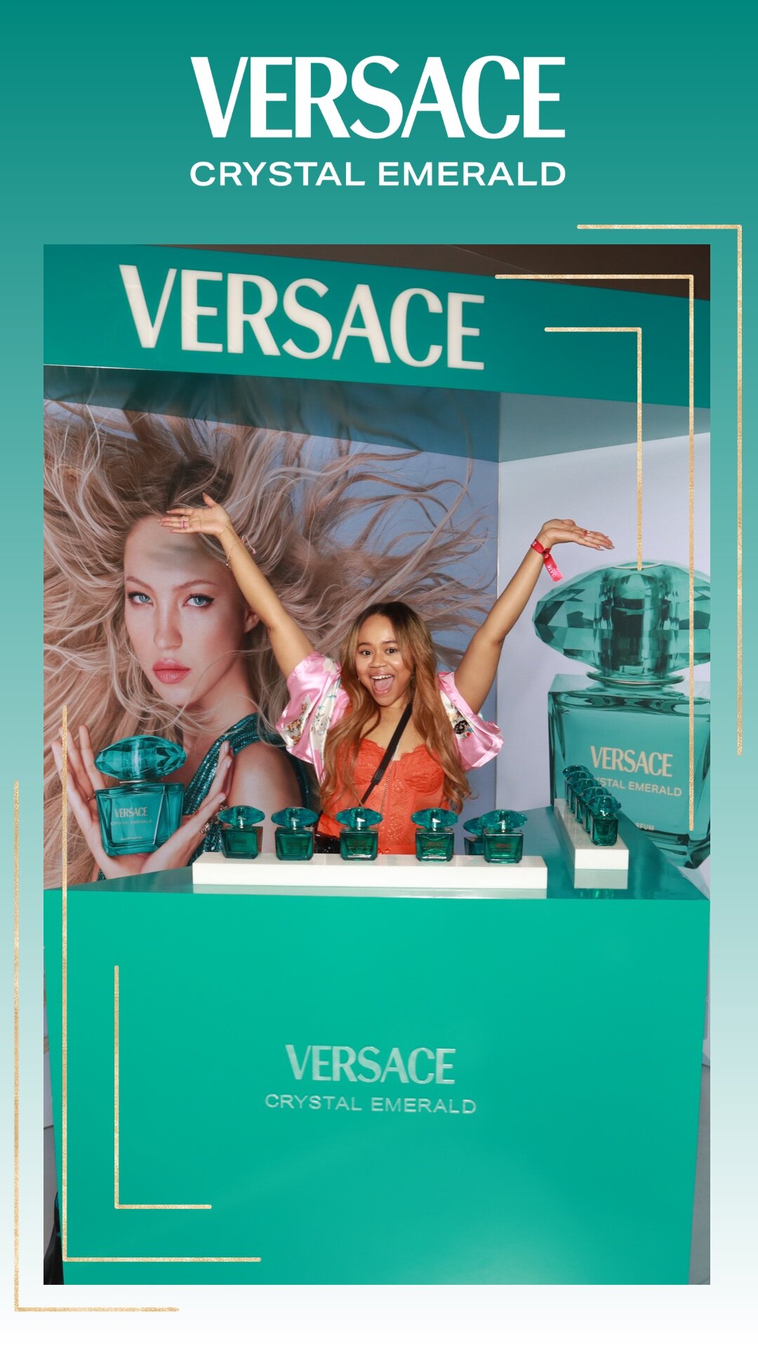 Corporate guests enjoying a custom-branded photo booth experience at an Orlando event