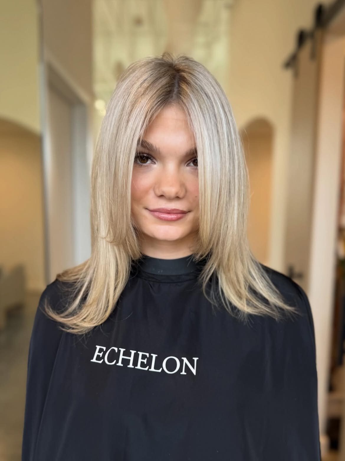 Blonde hair color, precision haircut and blowout created at Echelon Salon in Eagle, Idaho