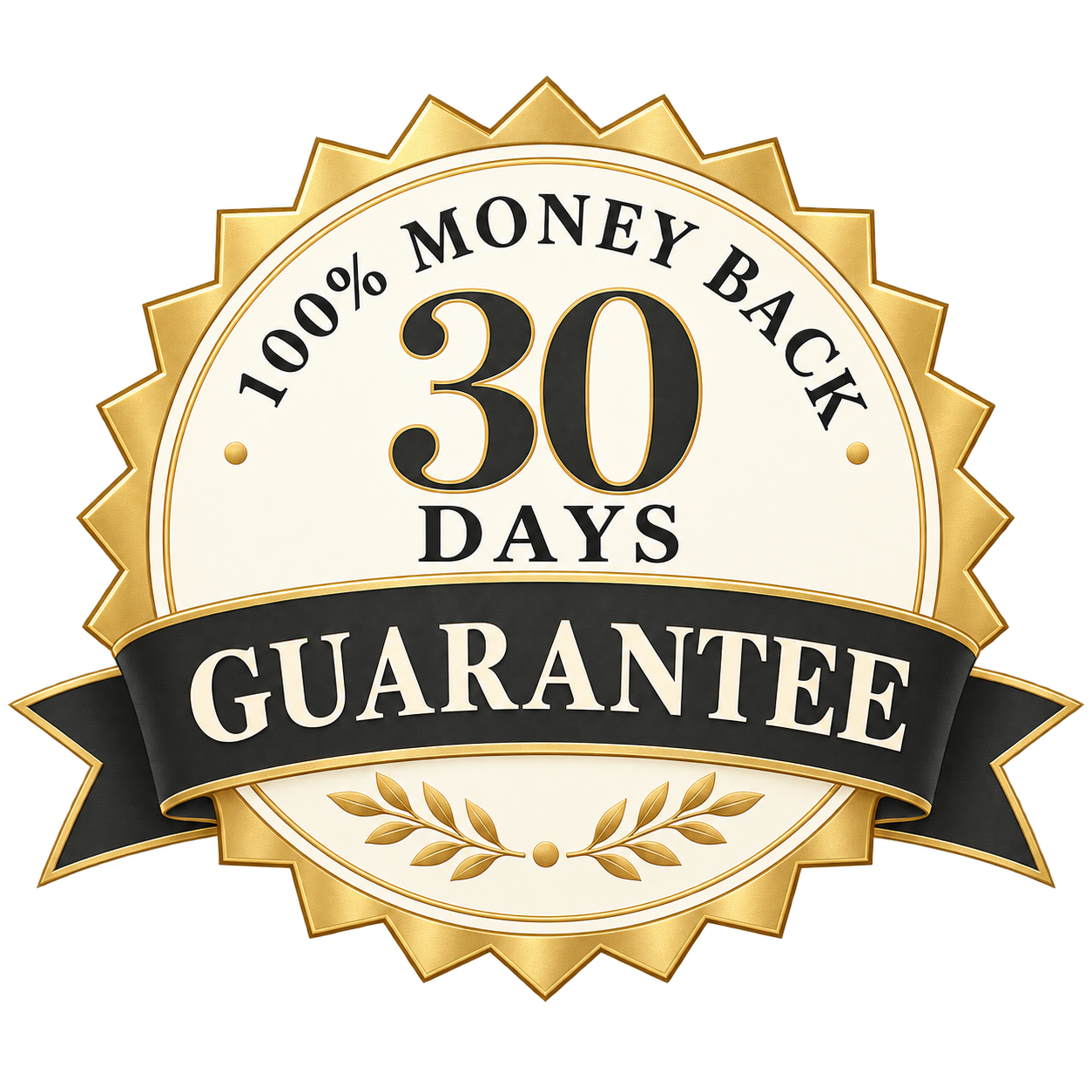 100% money back, 30 days guarantee