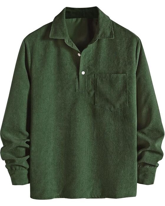 Forest Green Corduroy Popover — Dads fall family photo outfit idea