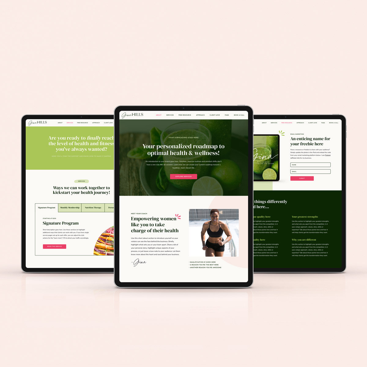 Showit website template for wellness coaches