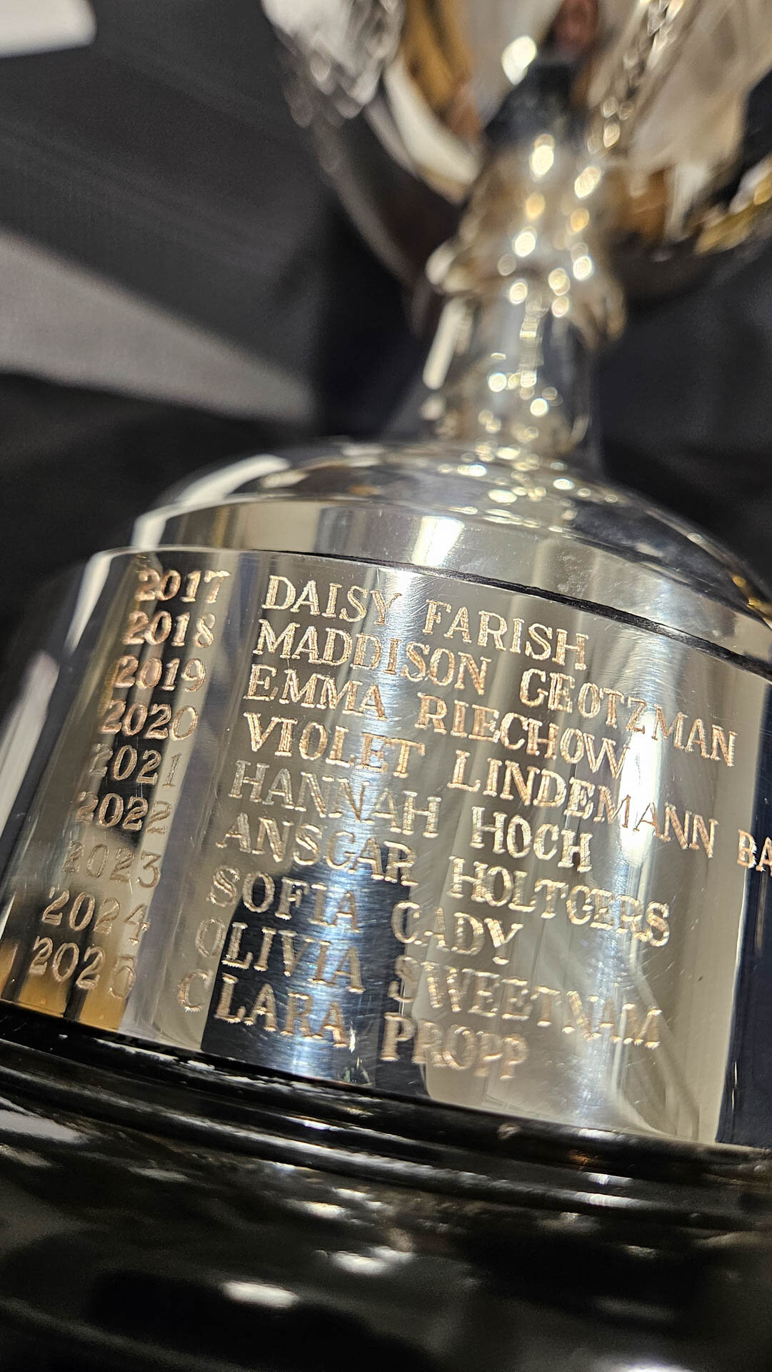 Equestrian trophy engraved by hand
