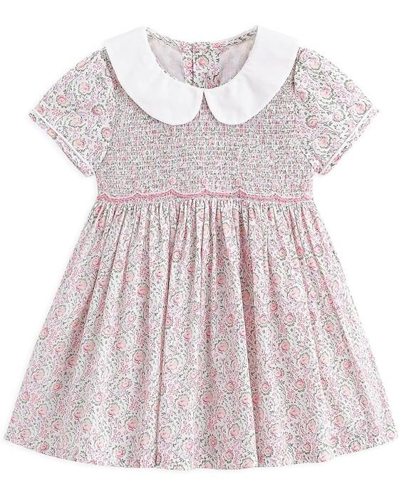 Pink Floral Peter Pan Dress — Young Girls fall family photo outfit idea