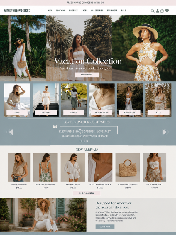 Website design for product based brand