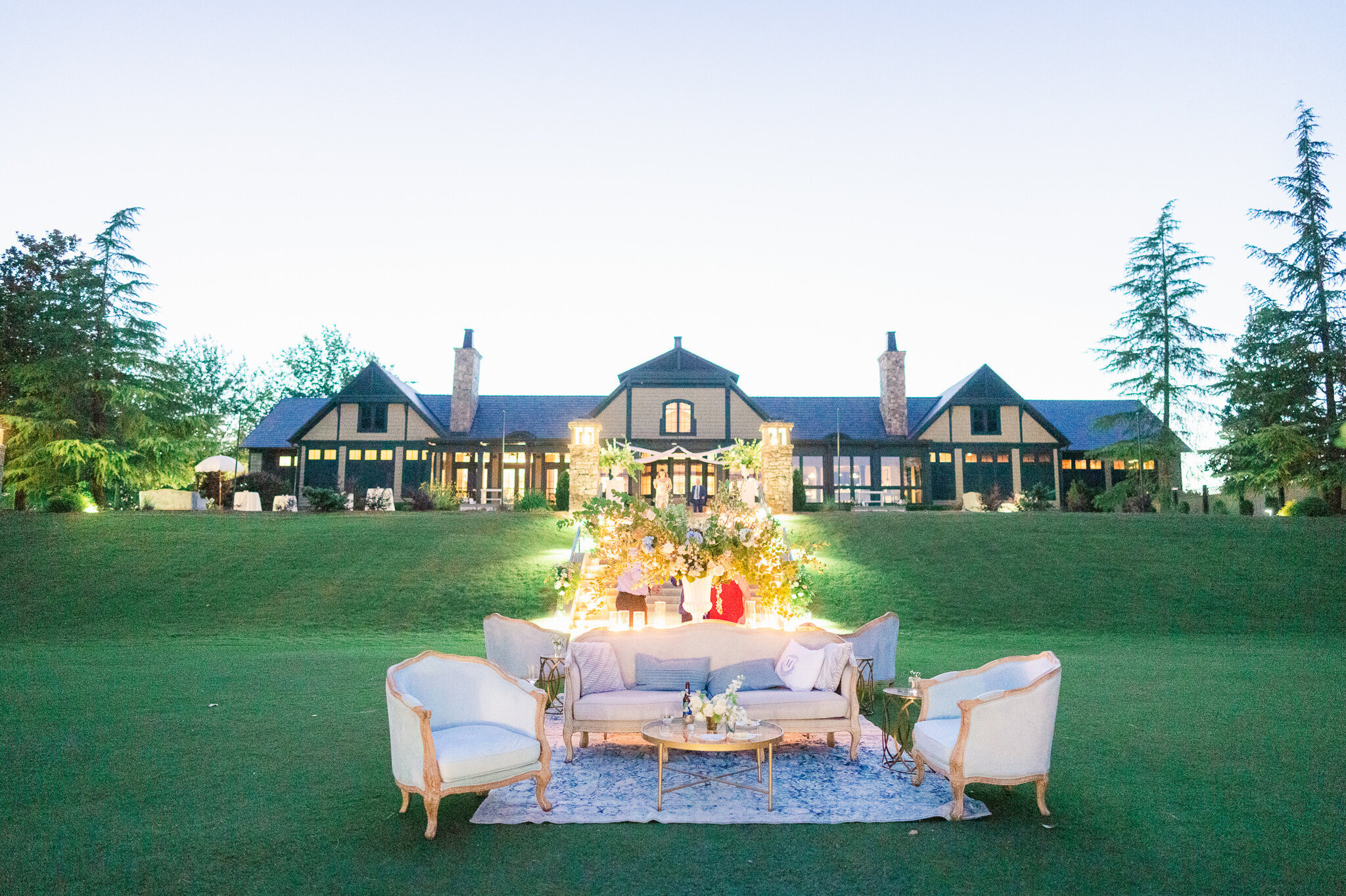 Outdoor wedding ceremony setup at a wedding venue