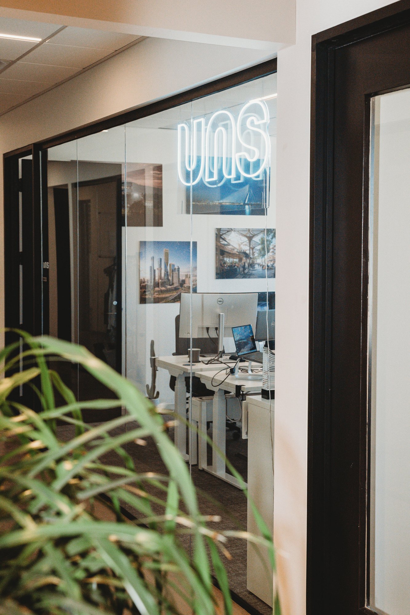 UNS architecture firm office branding in downtown Austin