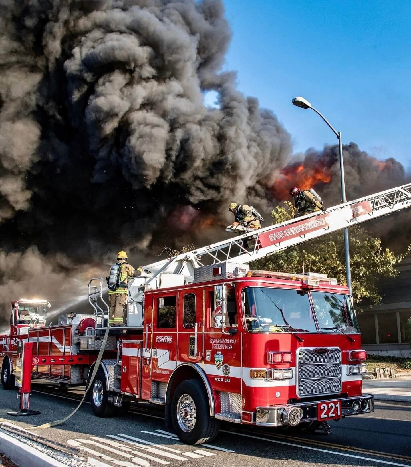 San Bernardino fire truck next to fire