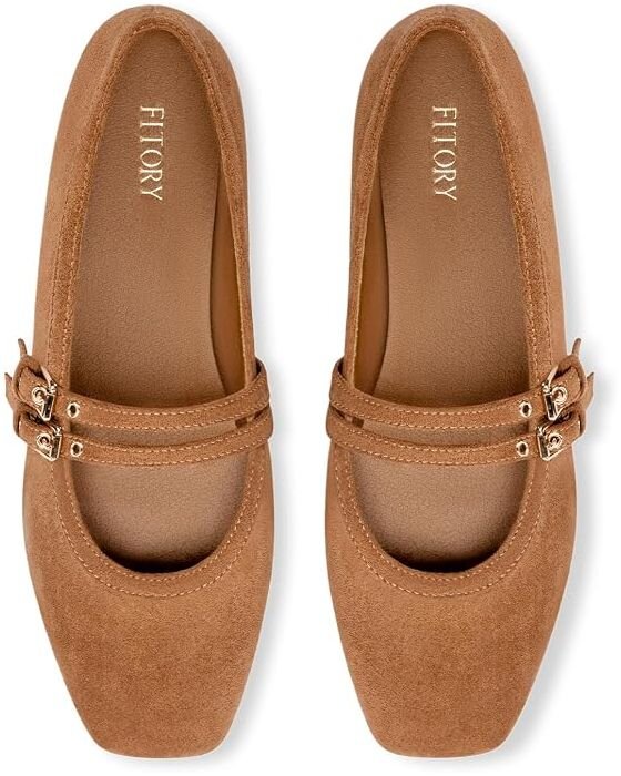 Tan Suede Square-Toe Mary Janes — Shoes fall family photo outfit idea