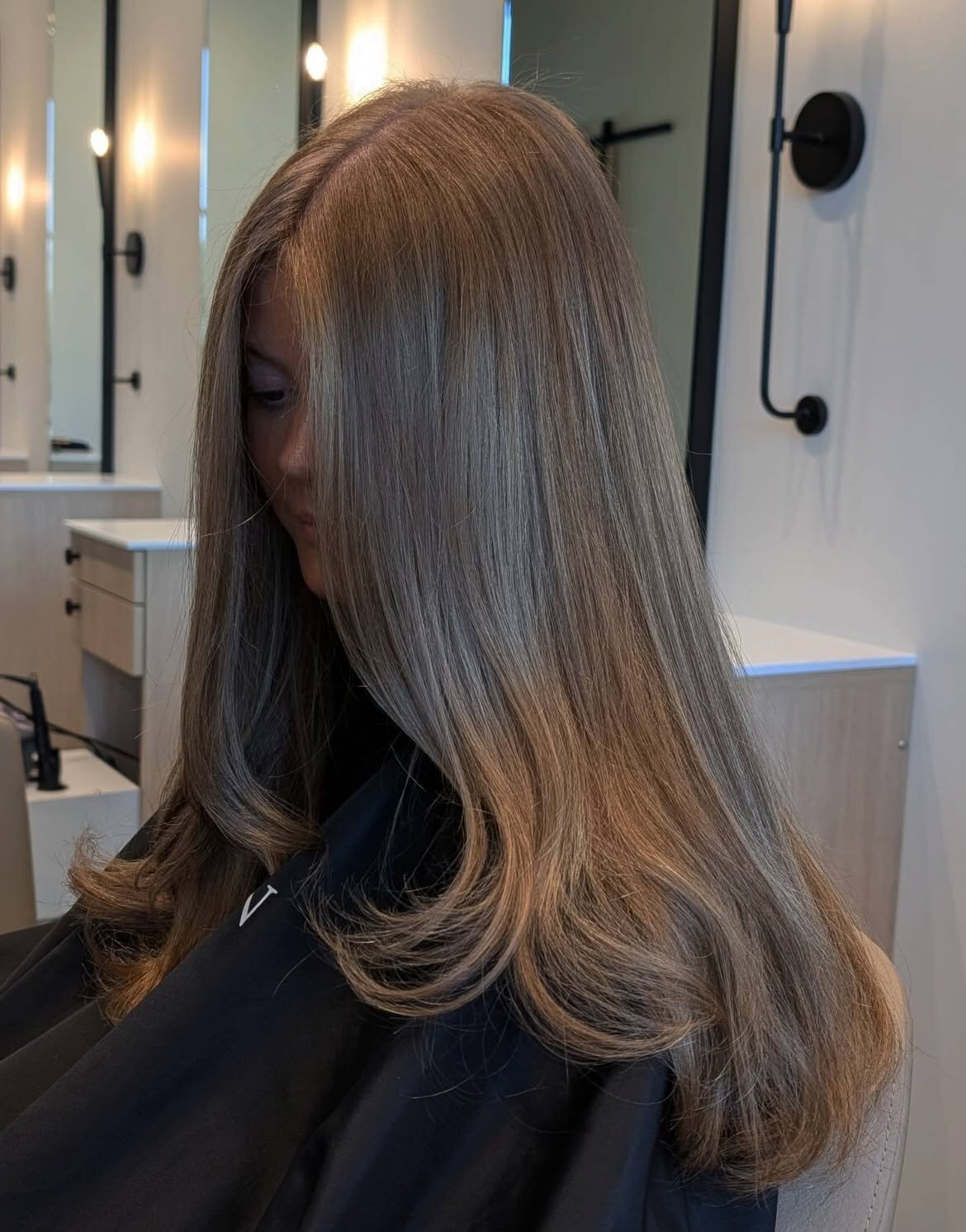 Brunette hair color and blowout by the team at Echelon Salon in Eagle, Idaho