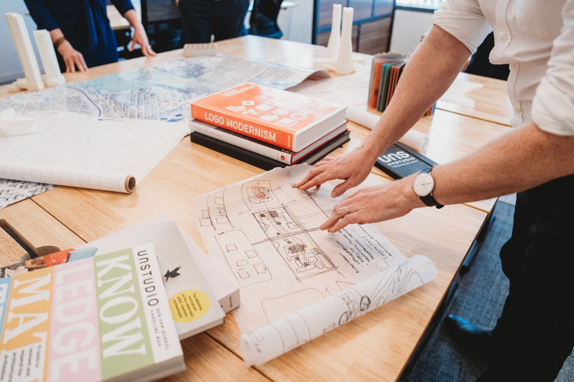 UNS architecture firm design books detail in the Austin office