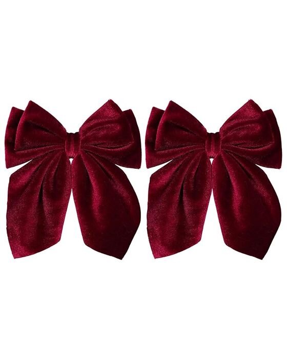 Burgundy Velvet Bow Clips — Bows & Headbands fall family photo outfit idea