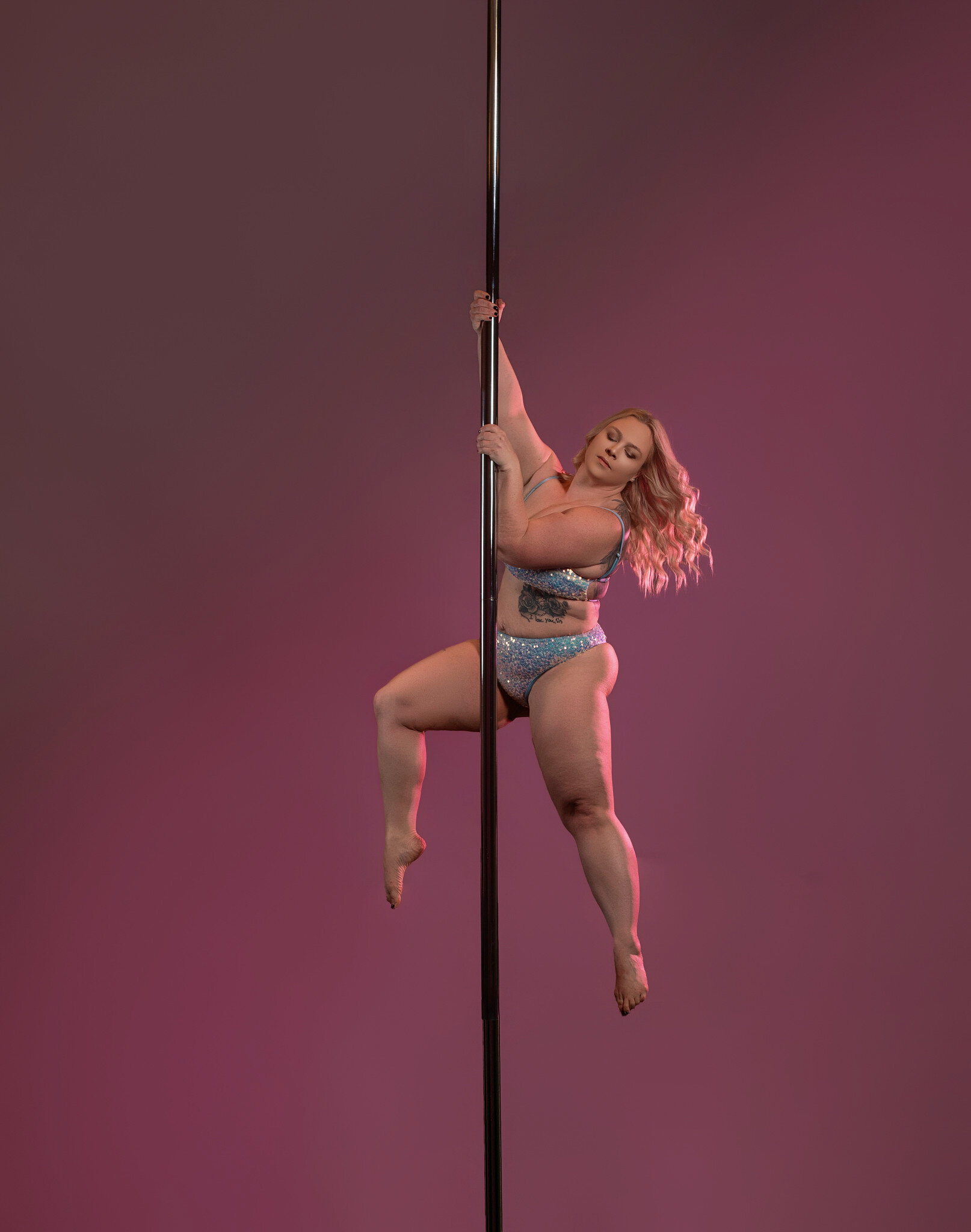Colorful pole dance portrait
