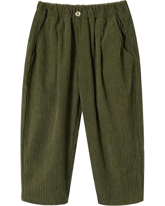 Olive Corduroy Pull-On Trousers — Young Boys fall family photo outfit idea