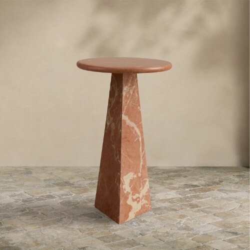 Brecken martini table in red Rojo Alicante marble with a tapered base
