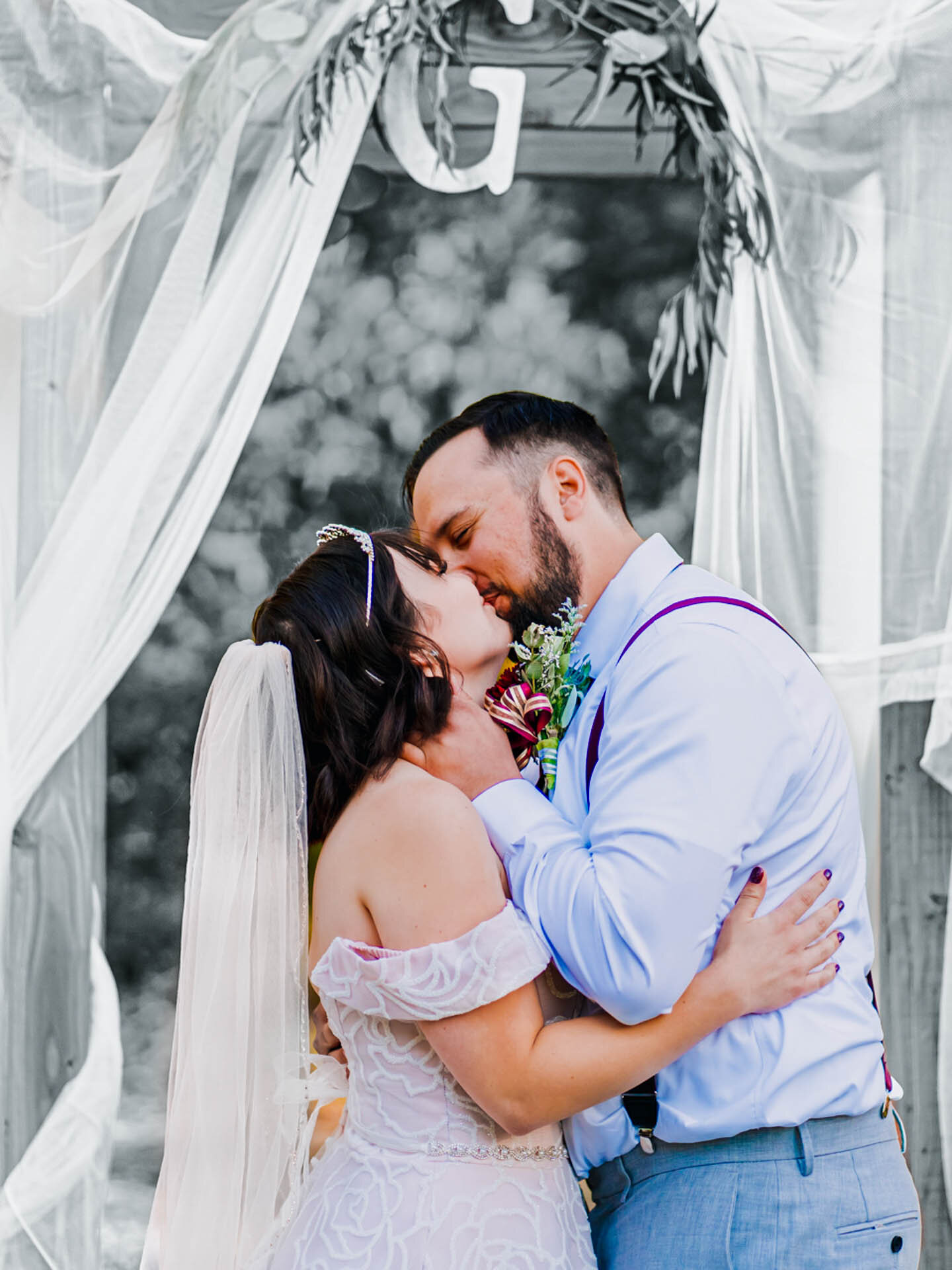 Editorial wedding couple portrait