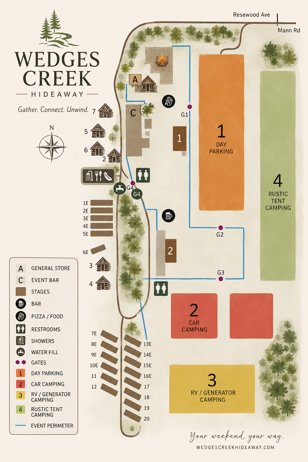 Wedges Creek Hideaway Map