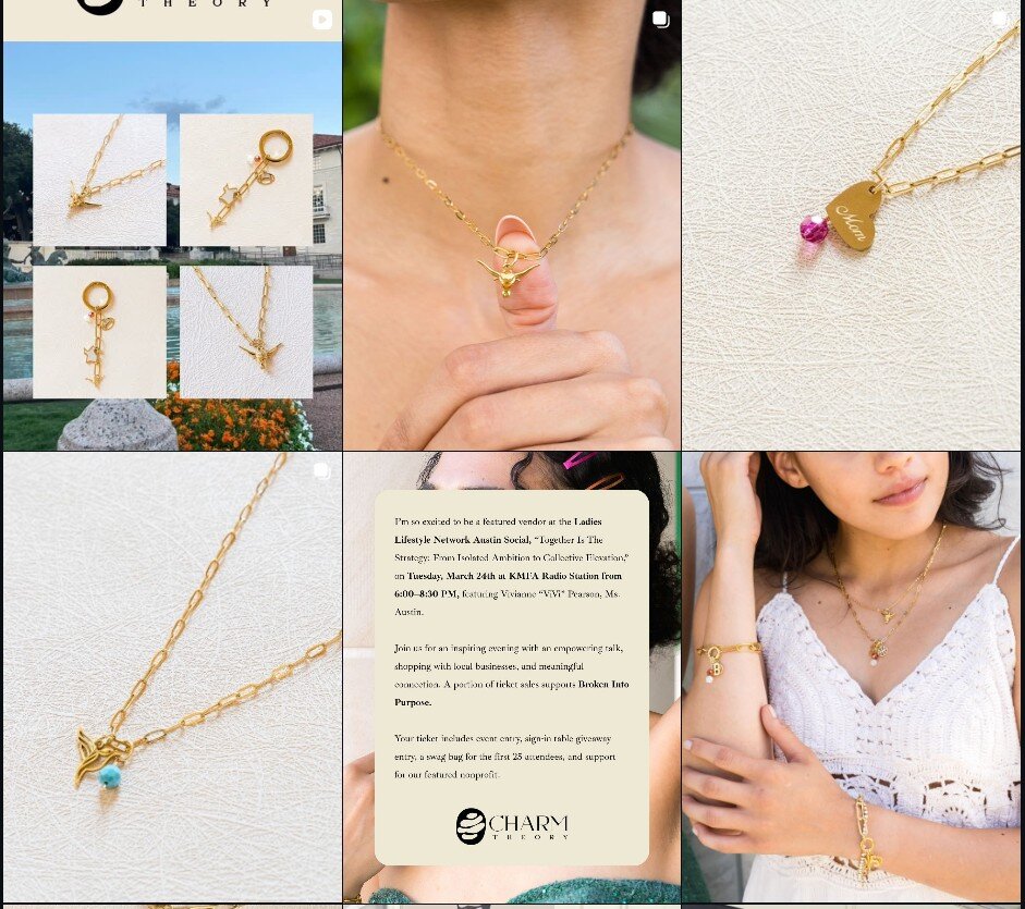 Charm Theory Instagram page featuring the lifestyle photography