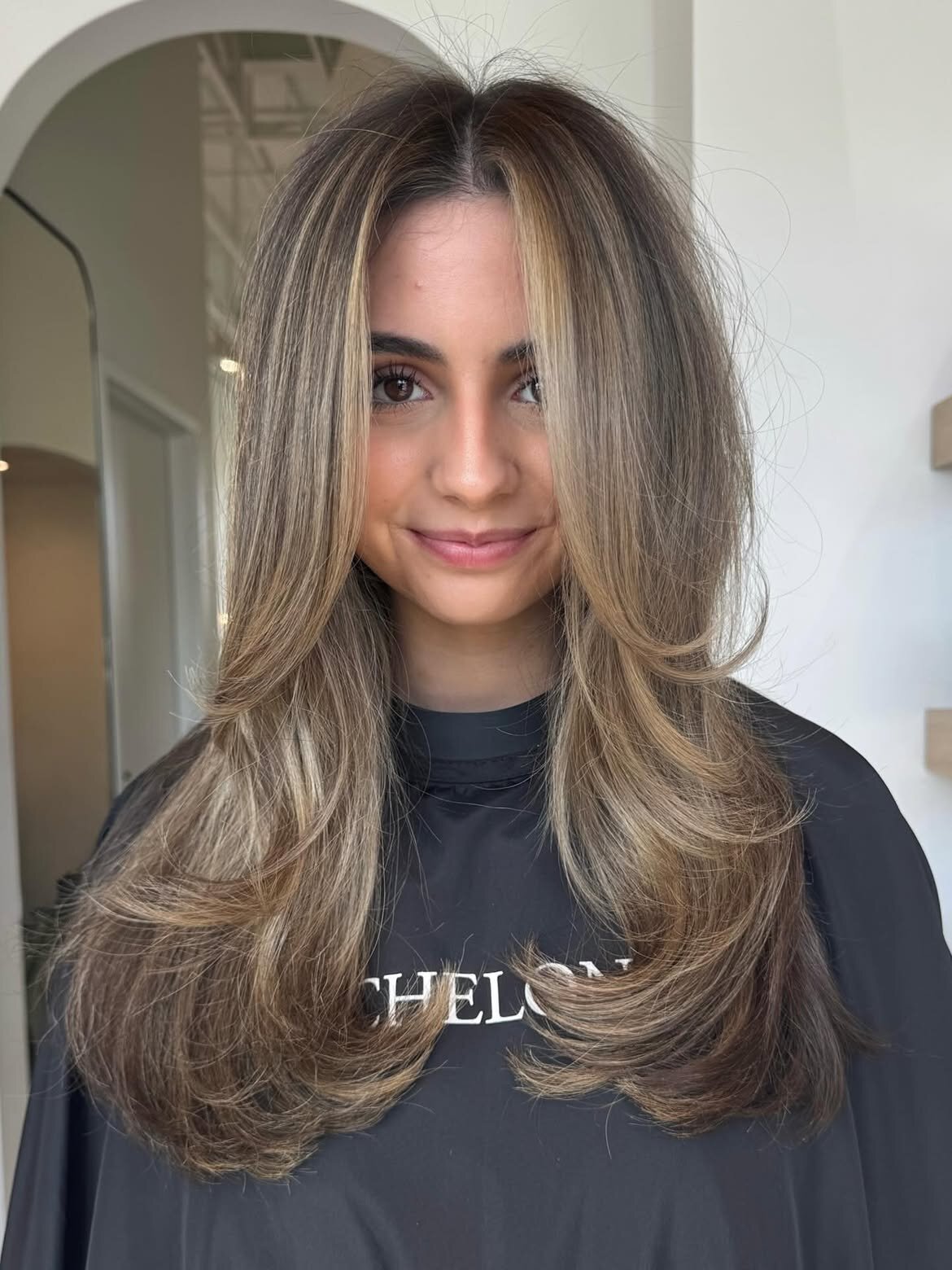Brunette hair color, balayage and blowout by Echelon Salon in Eagle, Idaho
