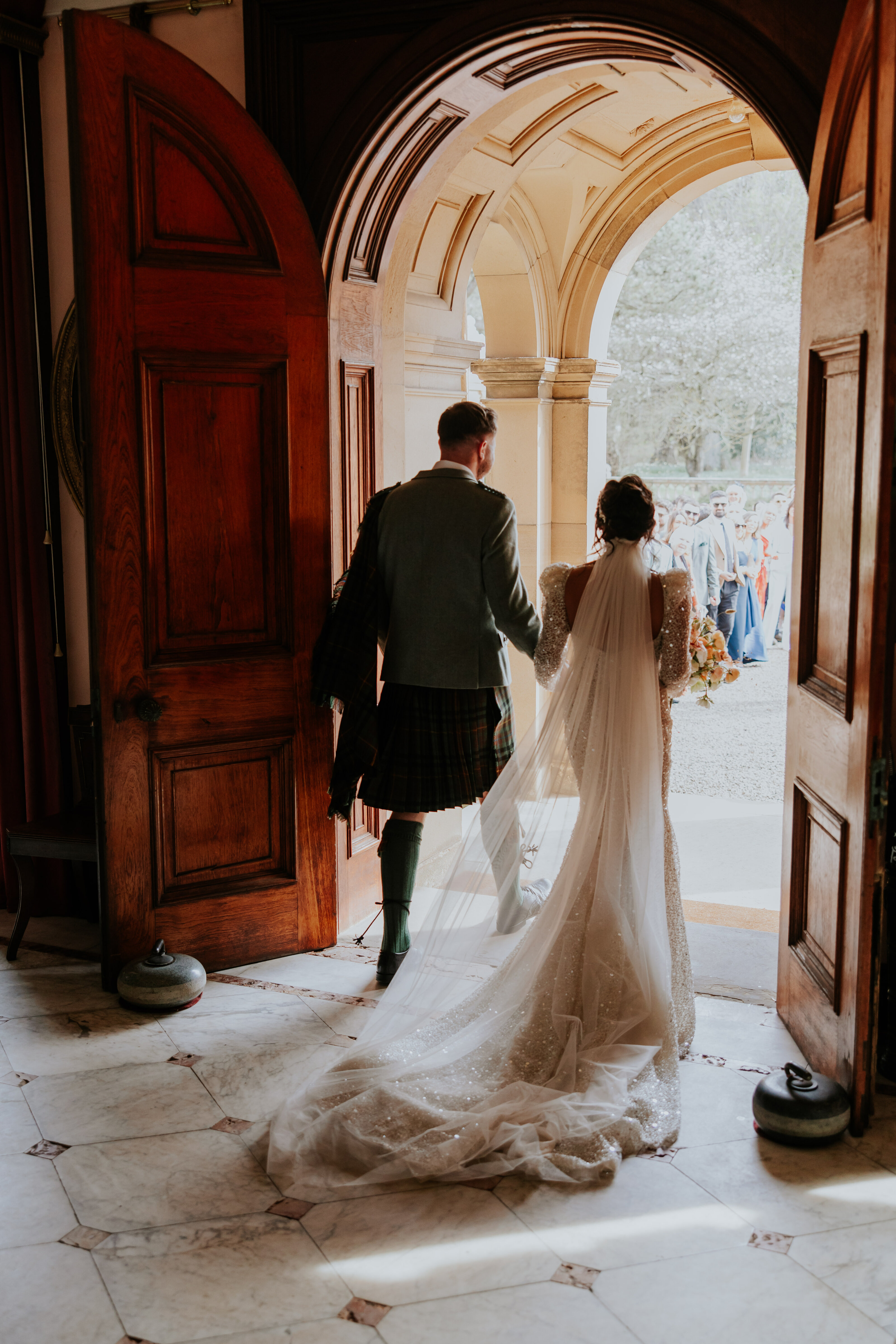 Neda and Cameron on their wedding day, photographed by Francis J Smith