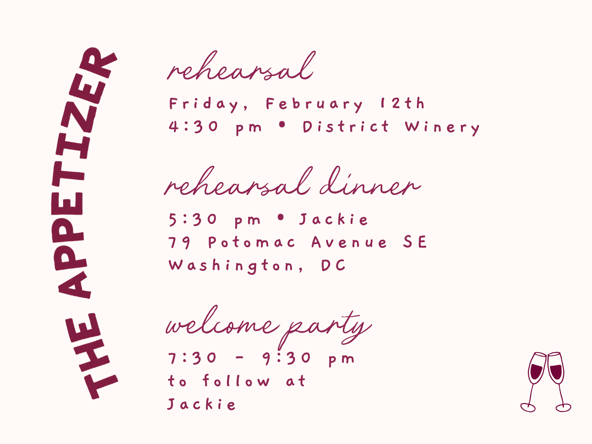 Custom rehearsal dinner and welcome-party itinerary