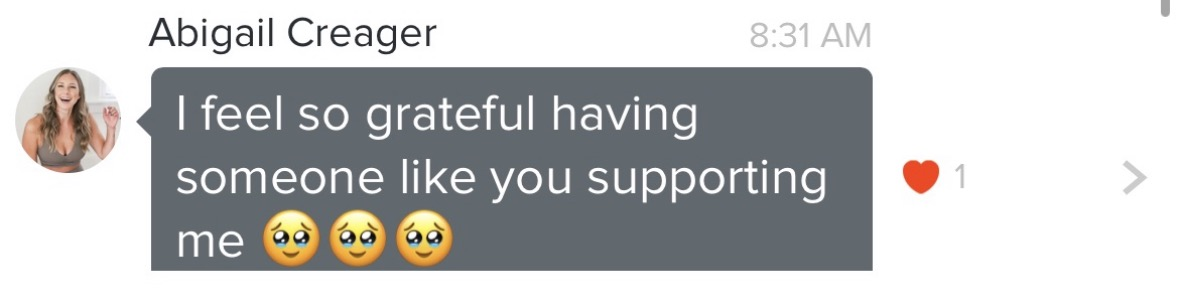 Client voice message expressing gratitude