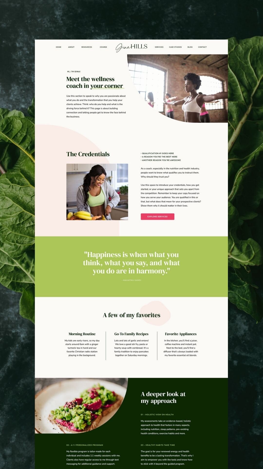 Gina Hills wellness coach website template