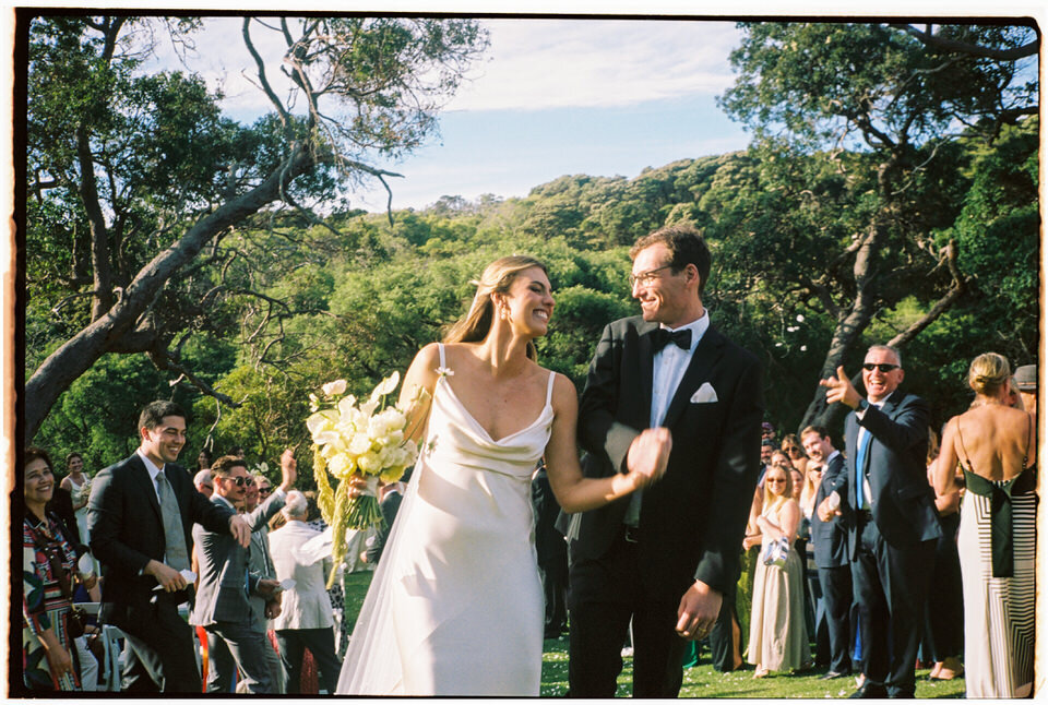Real wedding celebration photographed on analogue film