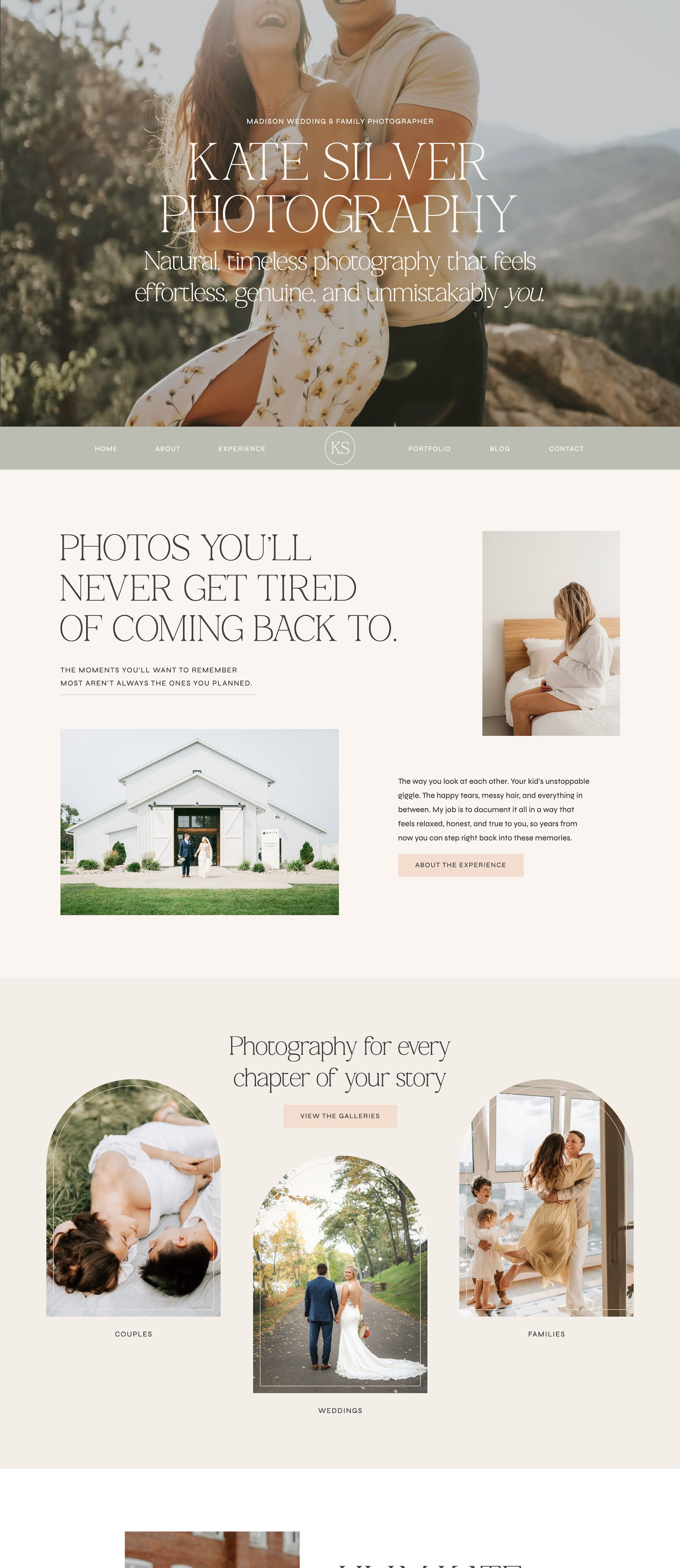 Silver Showit template for wedding and family photographers