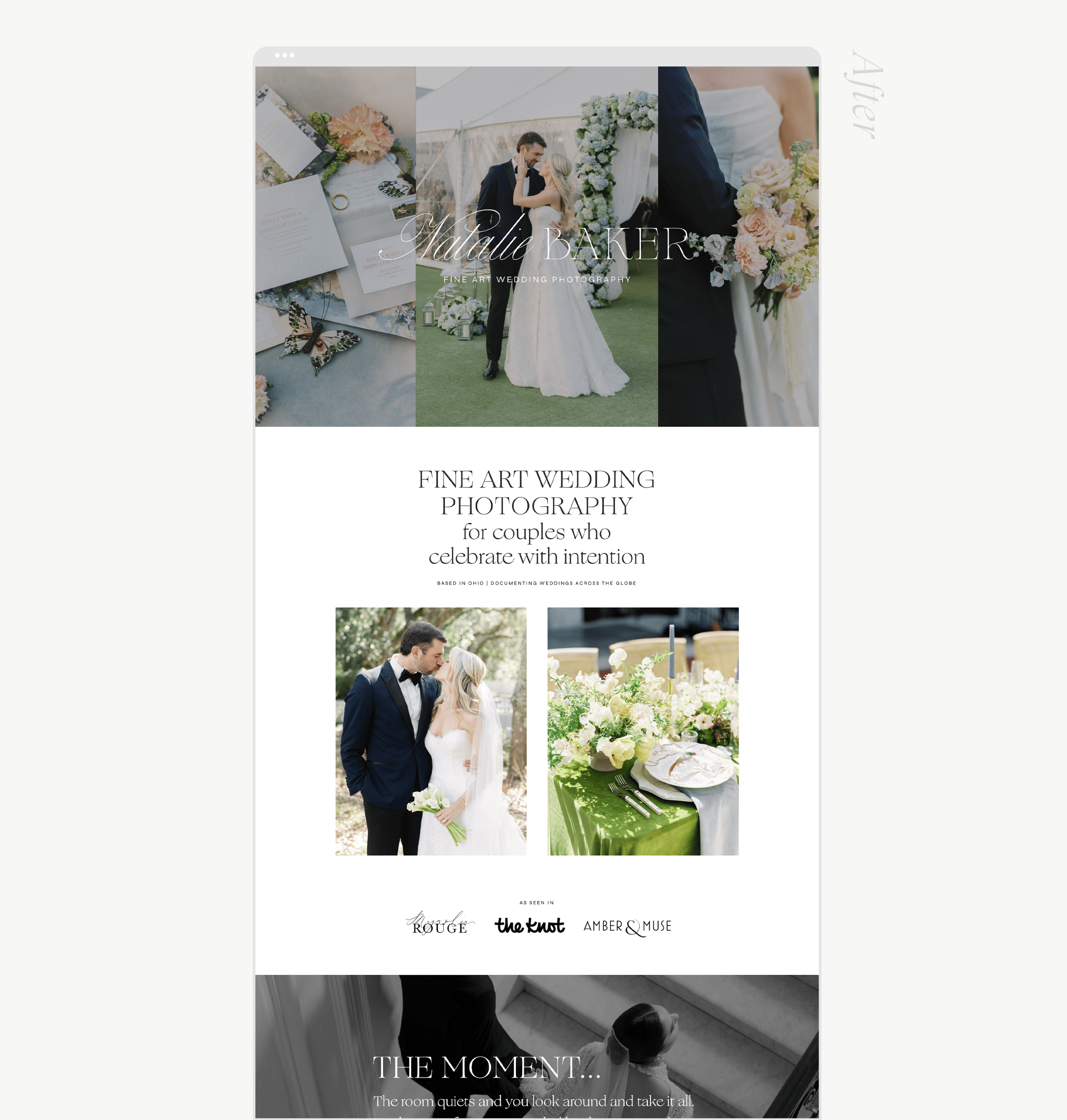 mockup of wedding professional website