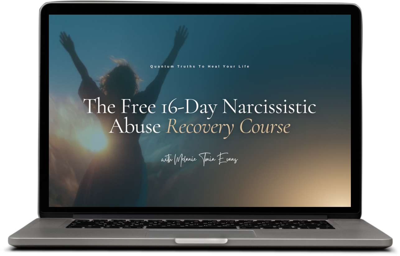 The Free 16-Day Narcissistic Abuse Recovery Course on a laptop