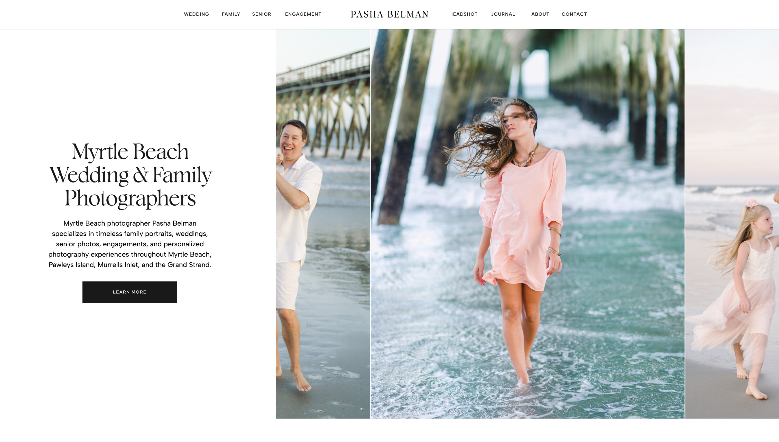 Pasha Belman Photography website in Myrtle Beach, designed and built by Belman & Co.