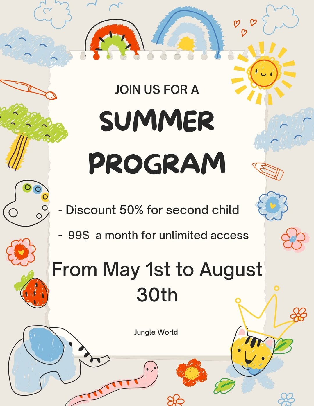 Jungle World Summer Programs