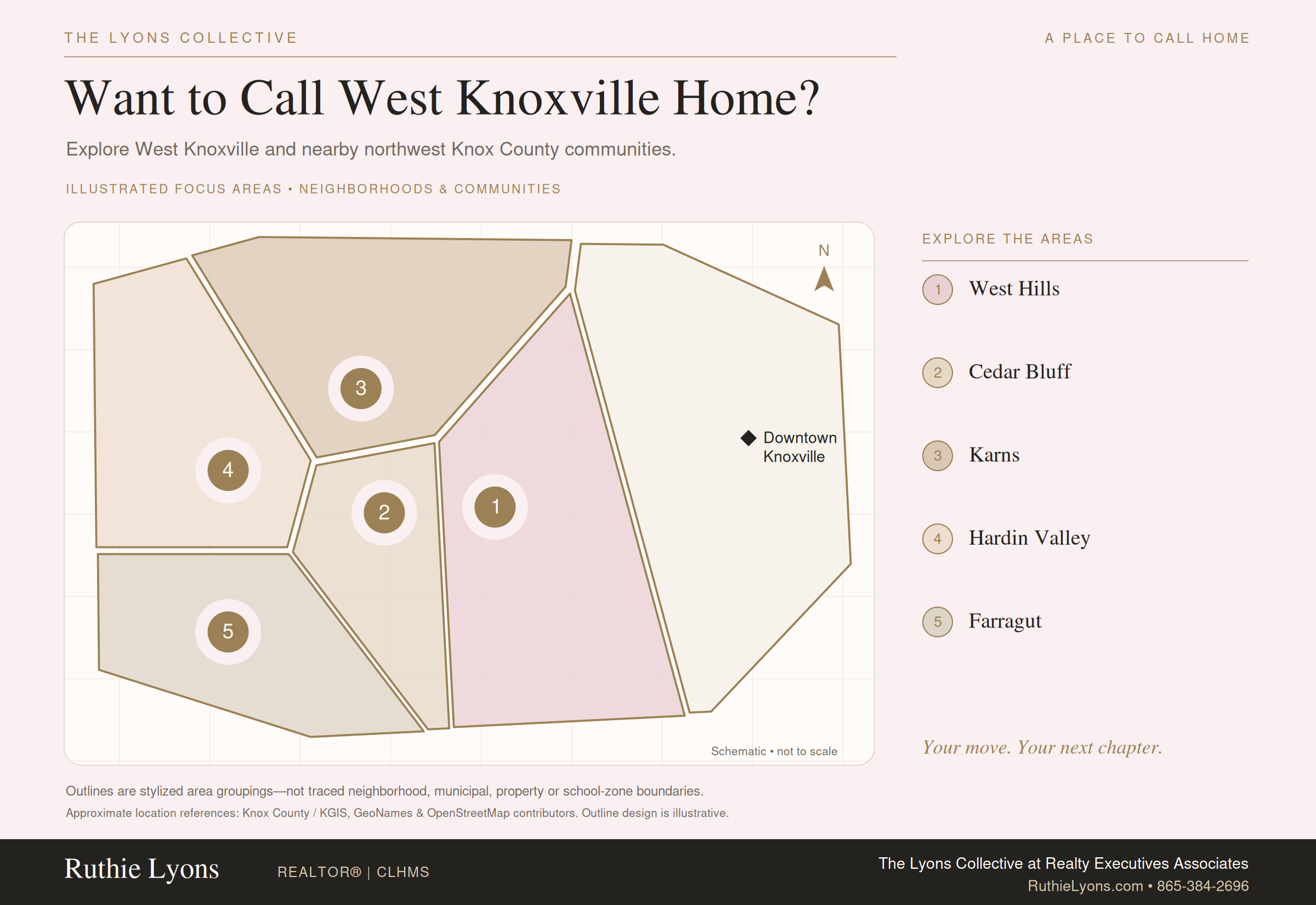 Ruthie Lyons West Knoxville neighborhood map with defined area boundaries