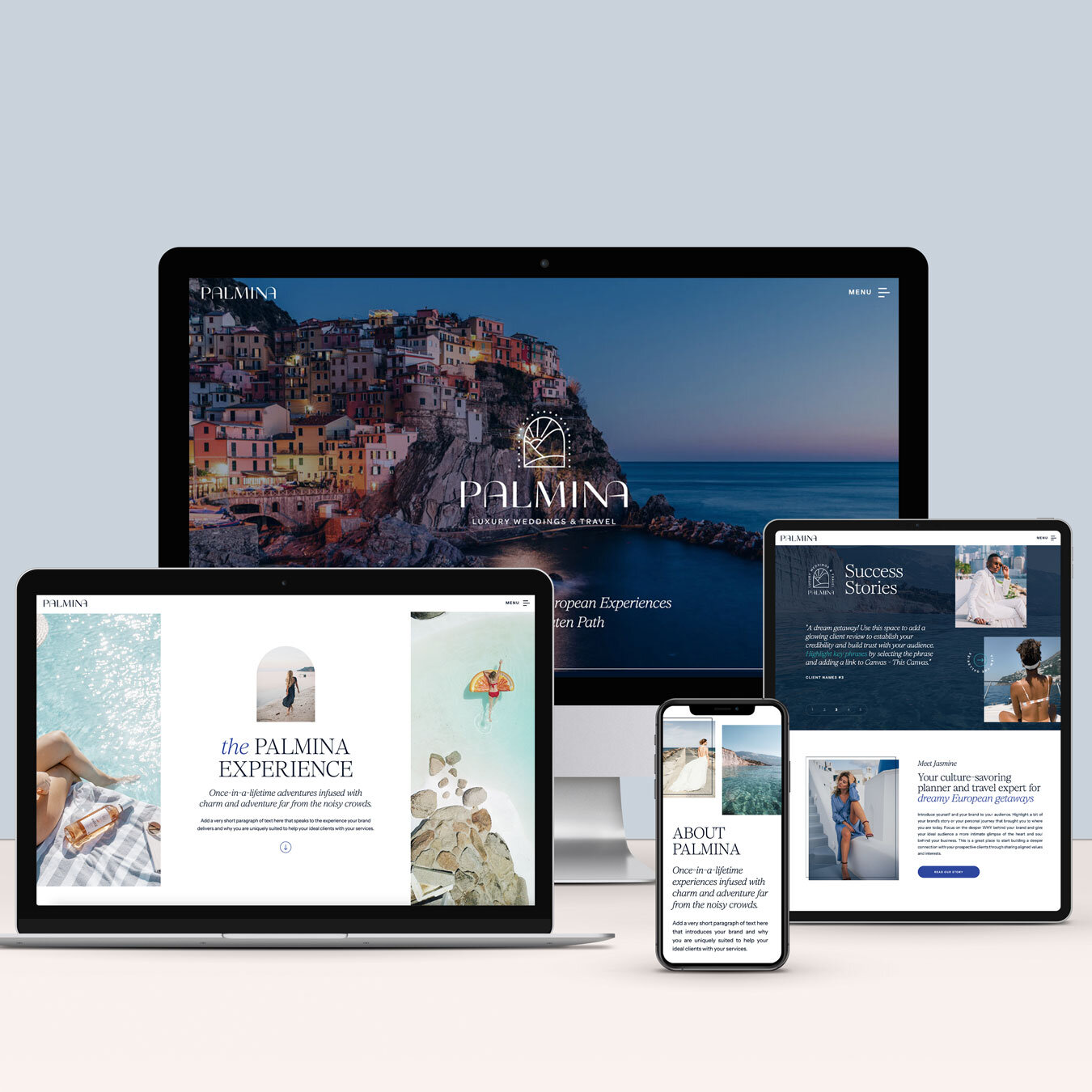Palmina luxury Showit website template