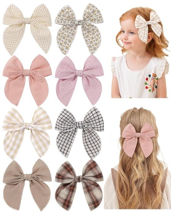 Gingham & Floral Bow Set — Bows & Headbands fall family photo outfit idea
