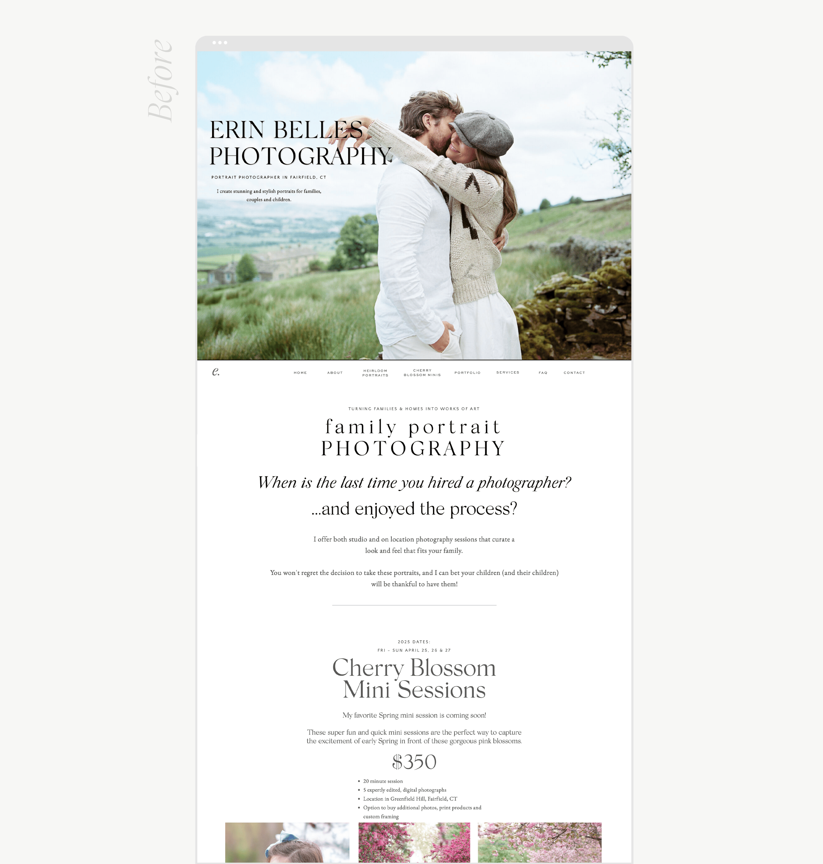 mockup of wedding professional website