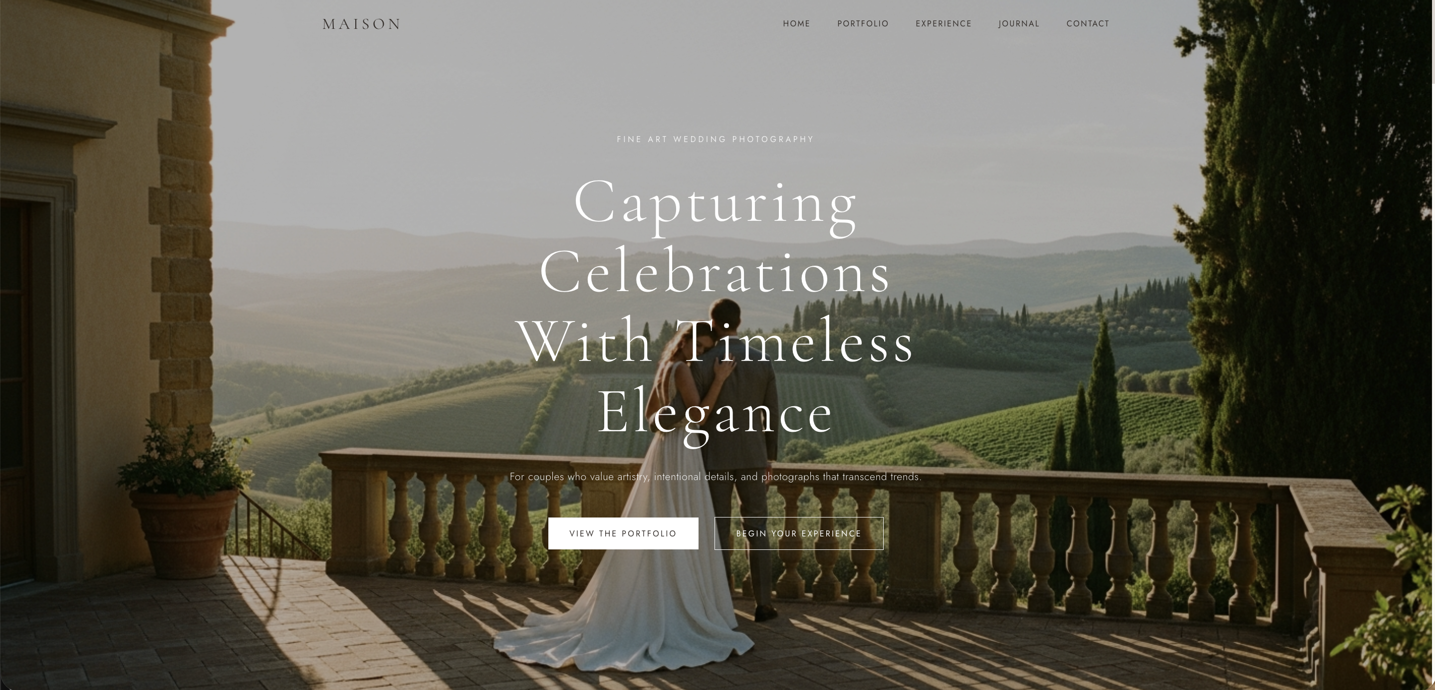 Maison Photography homepage hero