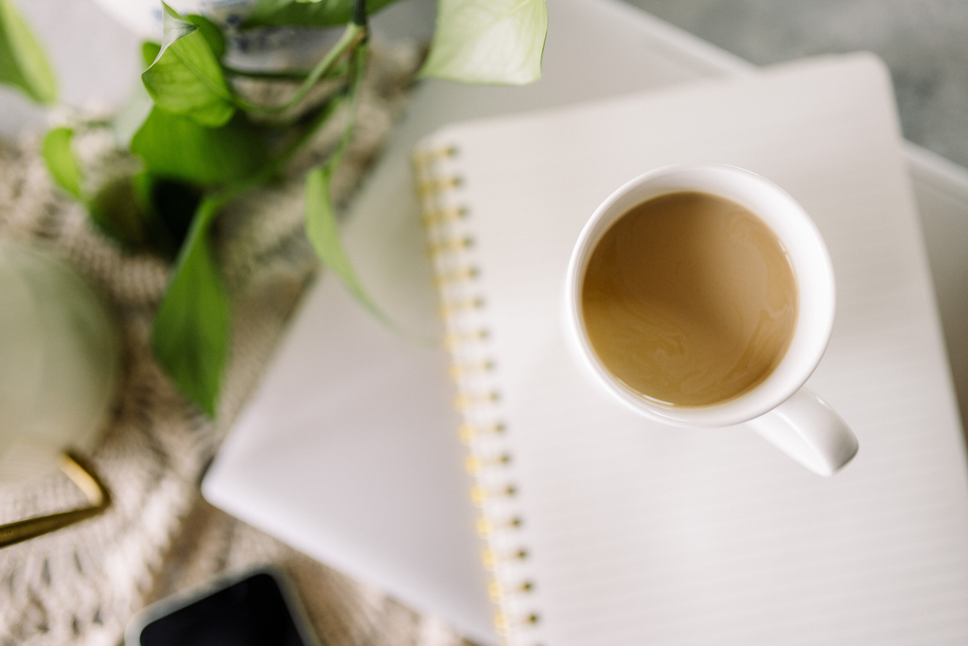 Coffee and an open notebook