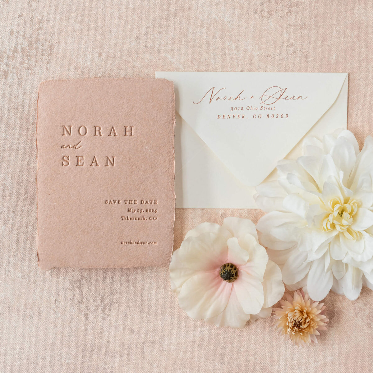 Modern letterpress wedding invitations
