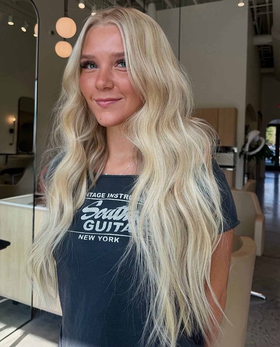 Blonde hair color and hand-tied extensions at Echelon Salon, Eagle, Idaho