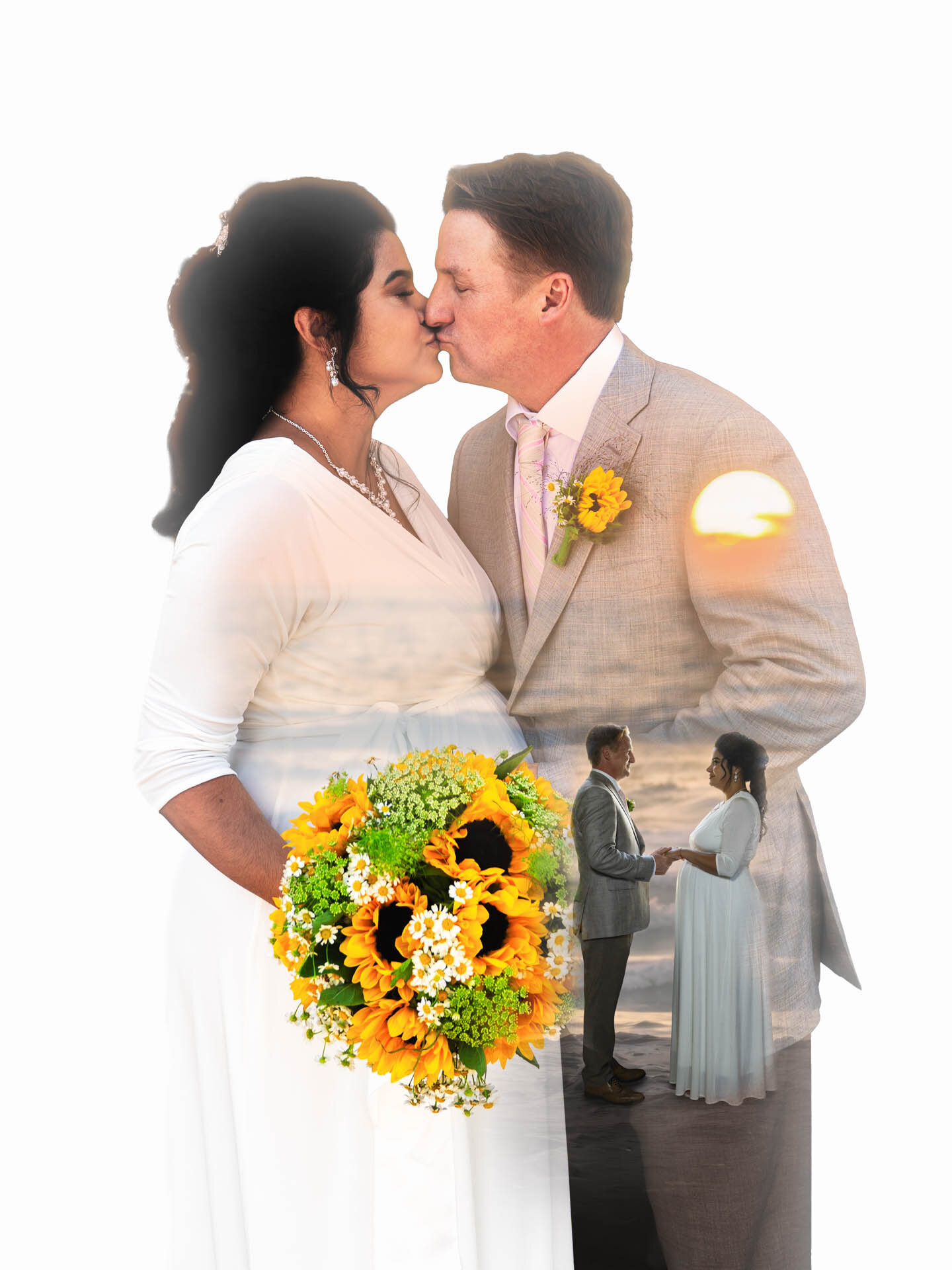 Creative double-exposure wedding portrait