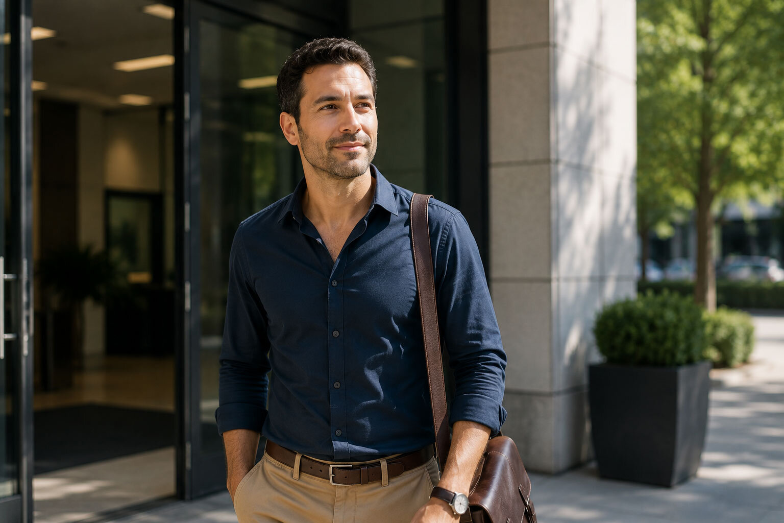 Man leaving the office