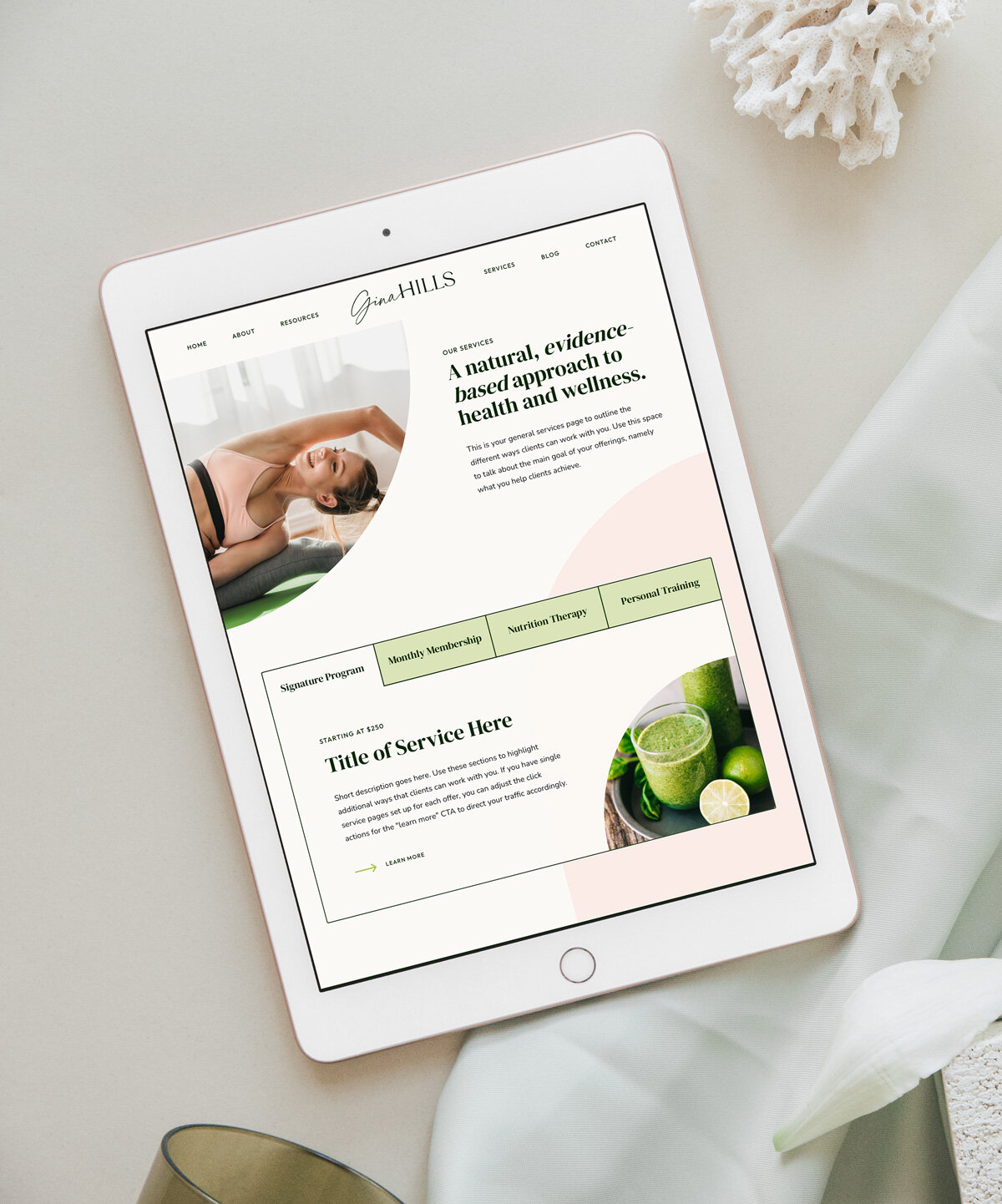 Gina Hills wellness coach website template