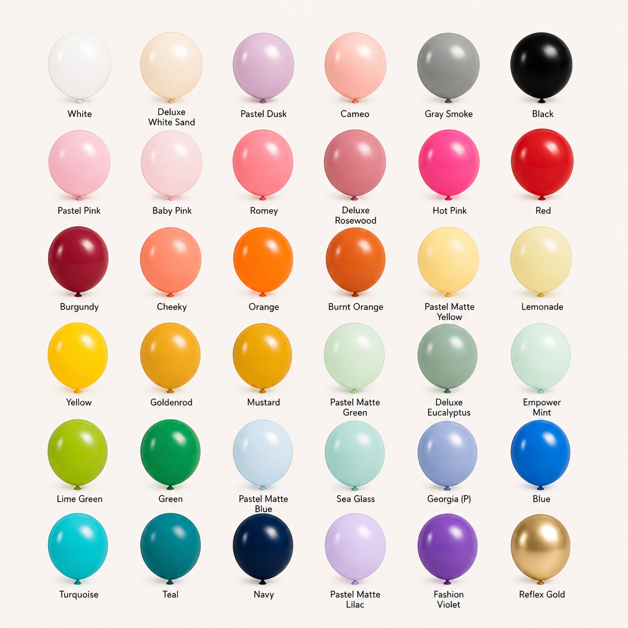 Balloon color chart