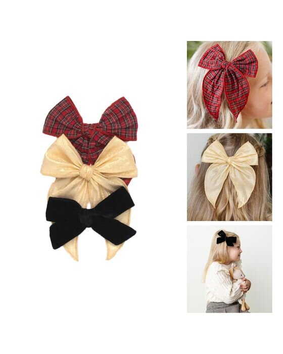 Plaid & Velvet Bow Set — Bows & Headbands fall family photo outfit idea