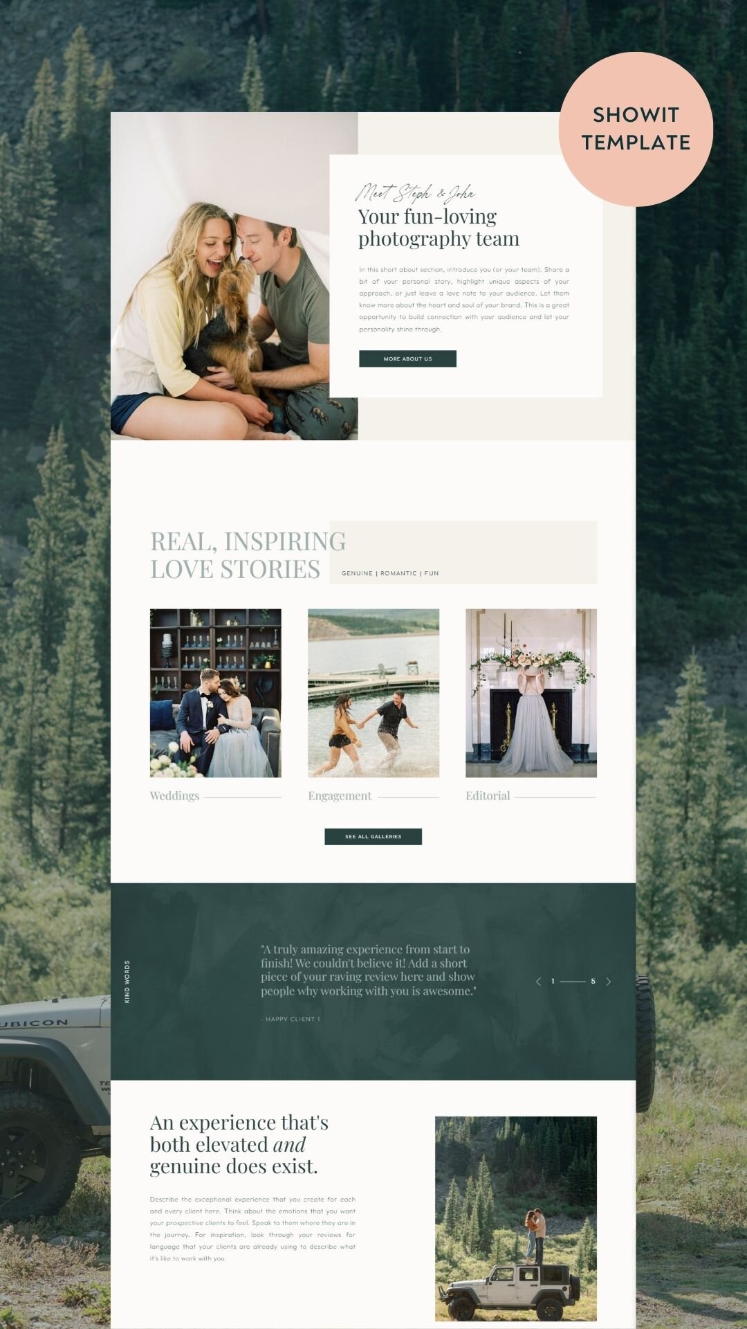 Stonega luxury wedding website template about page