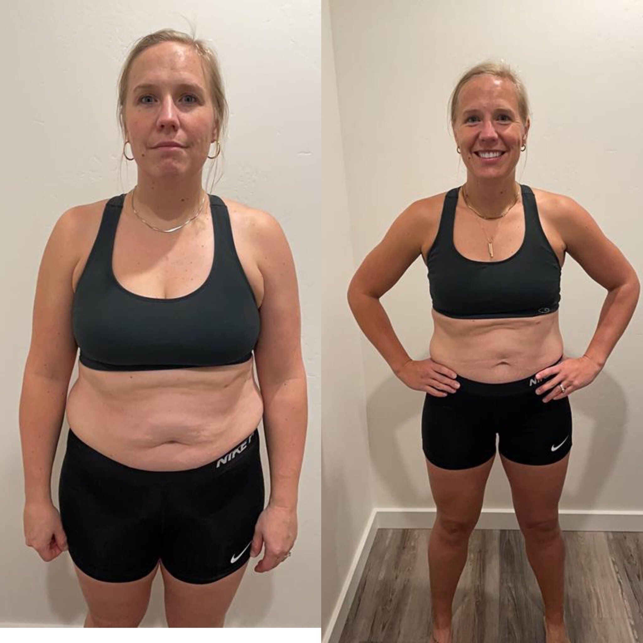 Jenna progress photos from January 5 and September 15