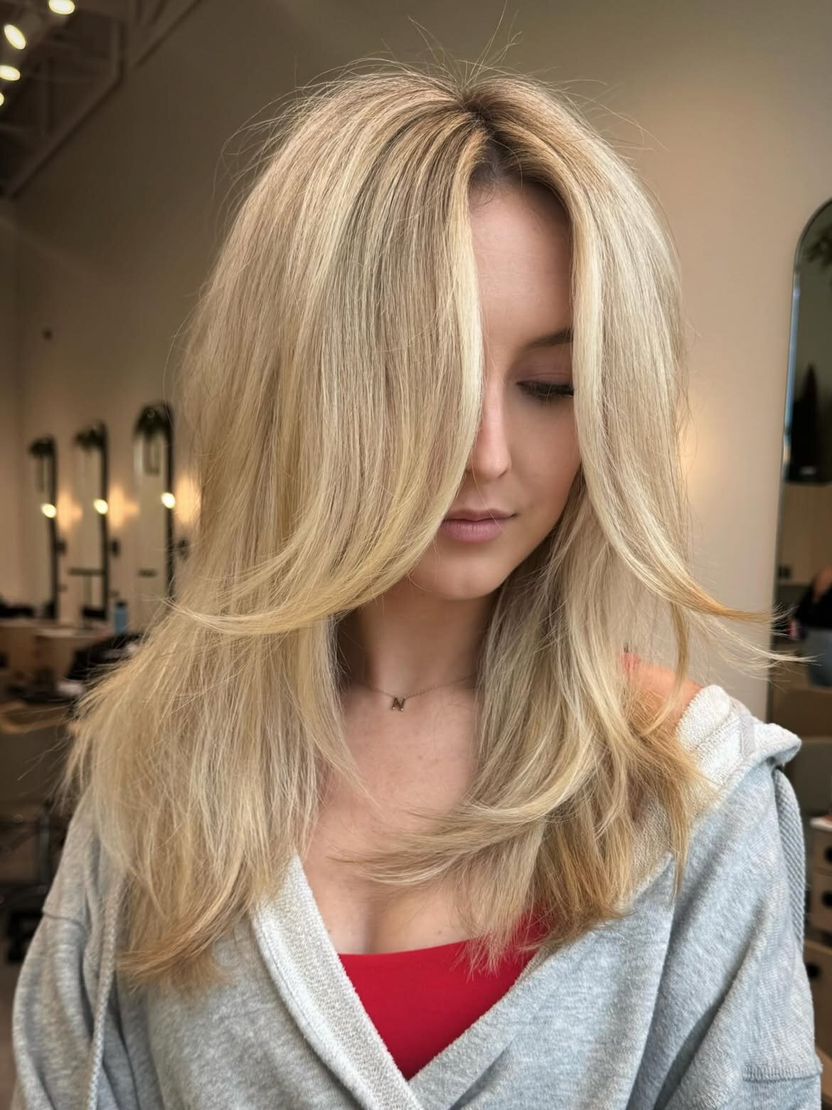 Blonde hair color and blowout created at Echelon Salon in Eagle, Idaho