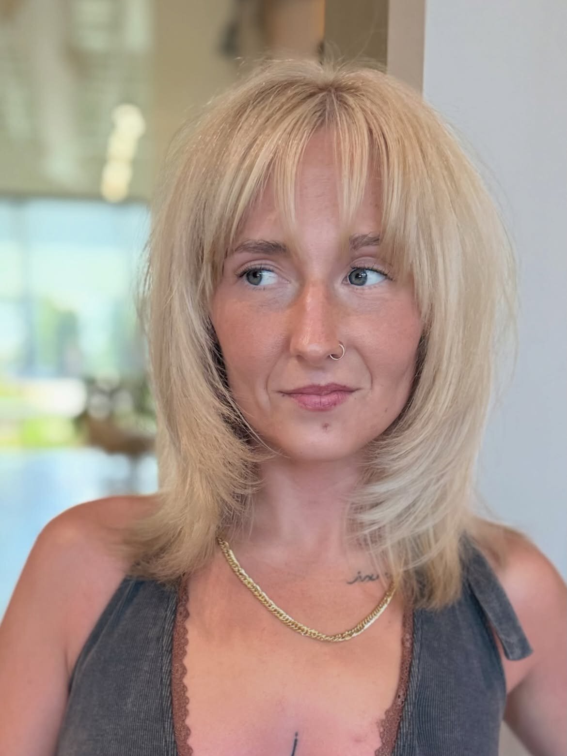 Blonde hair color, precision haircut and blowout by Echelon Salon in Eagle, Idaho