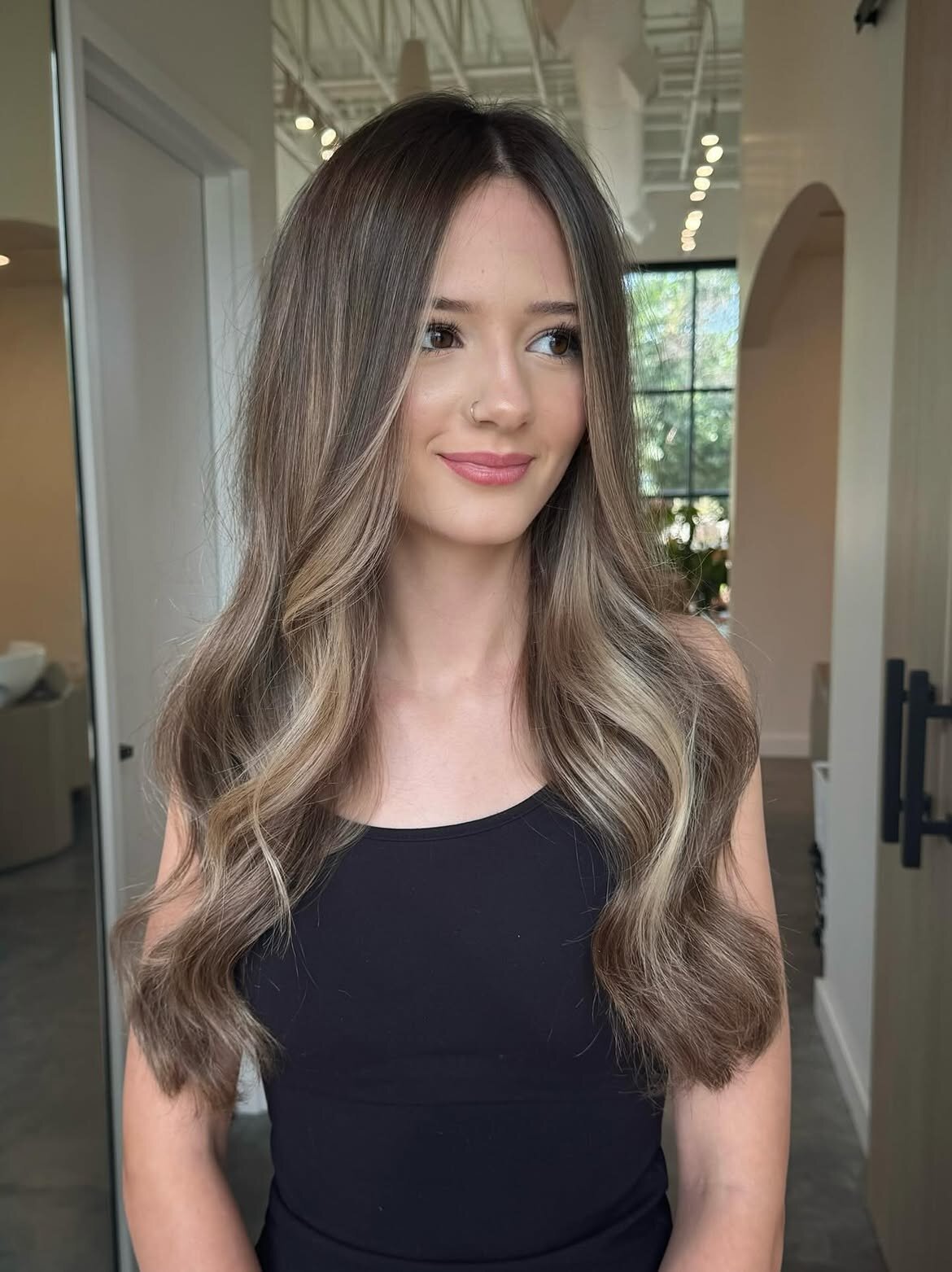 Custom brunette hair color and balayage at Echelon Salon in Eagle, Idaho